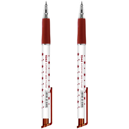 Ballpoint Pens, Retractable Smudge Free Pens, Extra Fine Point 0.5 mm, Ideal for School, Office, Everyday Use (Red, 2 Pens)