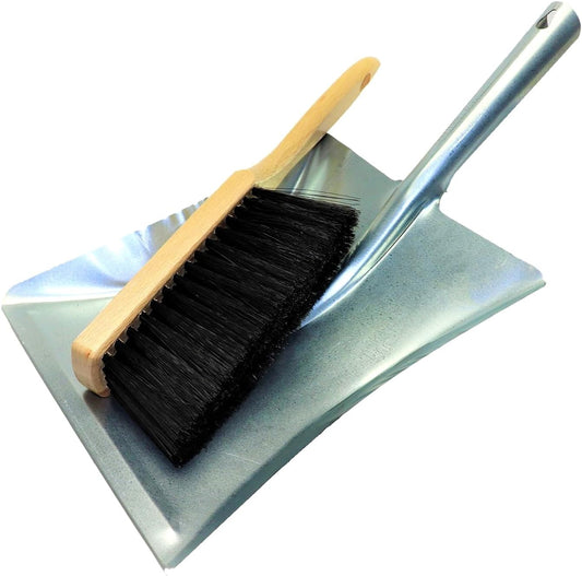 Universal Galvanized Dustpan and Brush Set - Heavy Duty, Rust-Resistant, Multipurpose Cleaning Tools