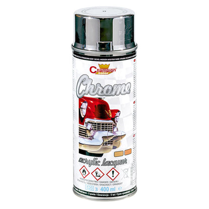 2 x 400 mL Silver Super Chrome Metallic Acrylic Spray Paint - High Gloss Decorative Finish for Art, DIY, Craft and Display Items - Even Coverage and Smooth Structure