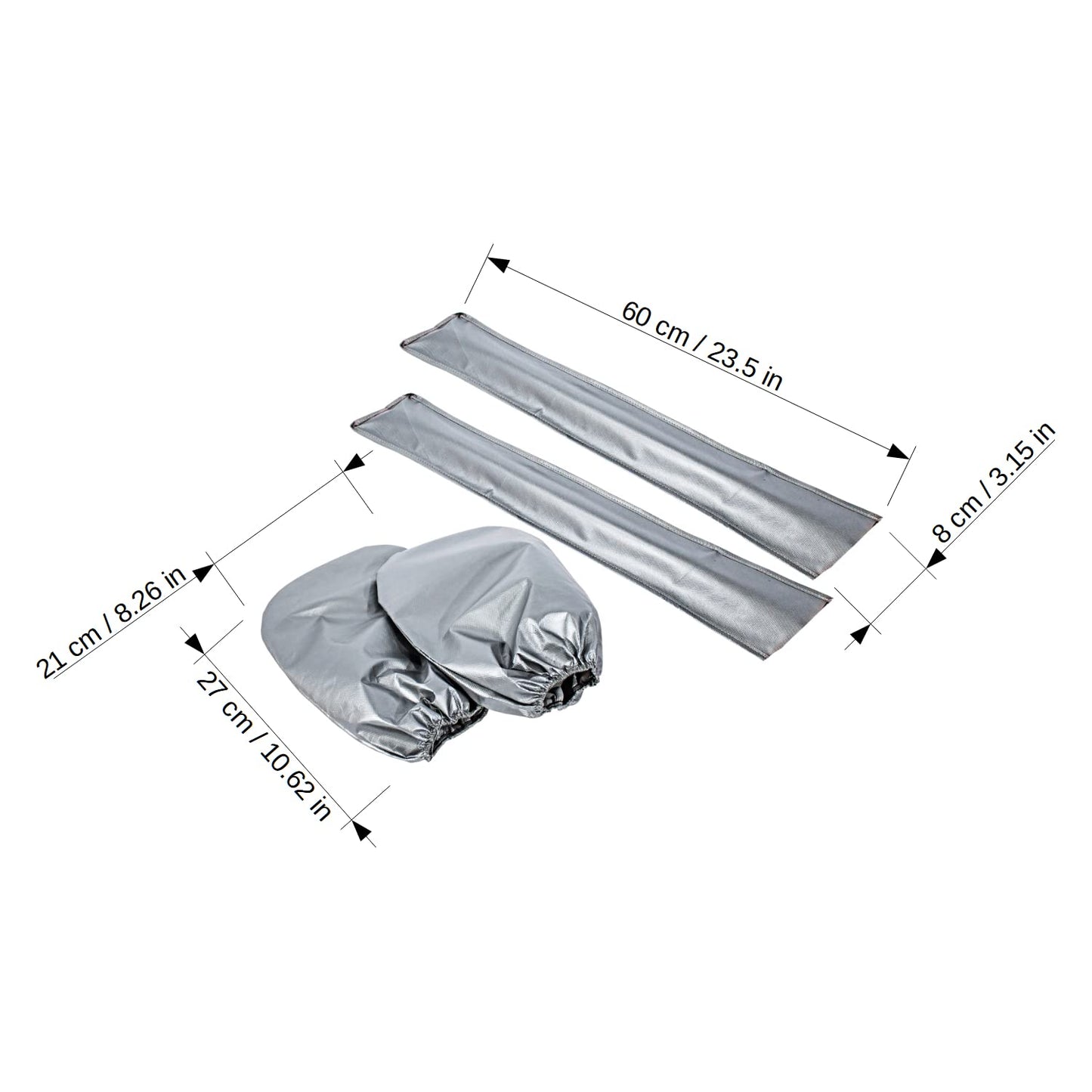 Set of Anti Snow Anti Frost Protection Covers for Car Wing Mirrors and Wiper Blades (Grey)