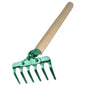 Small Garden Rake for raking and loosening the soil, 14 cm / 5.5" with 6 Tins, Ideal Gardening Tool (with Handle)