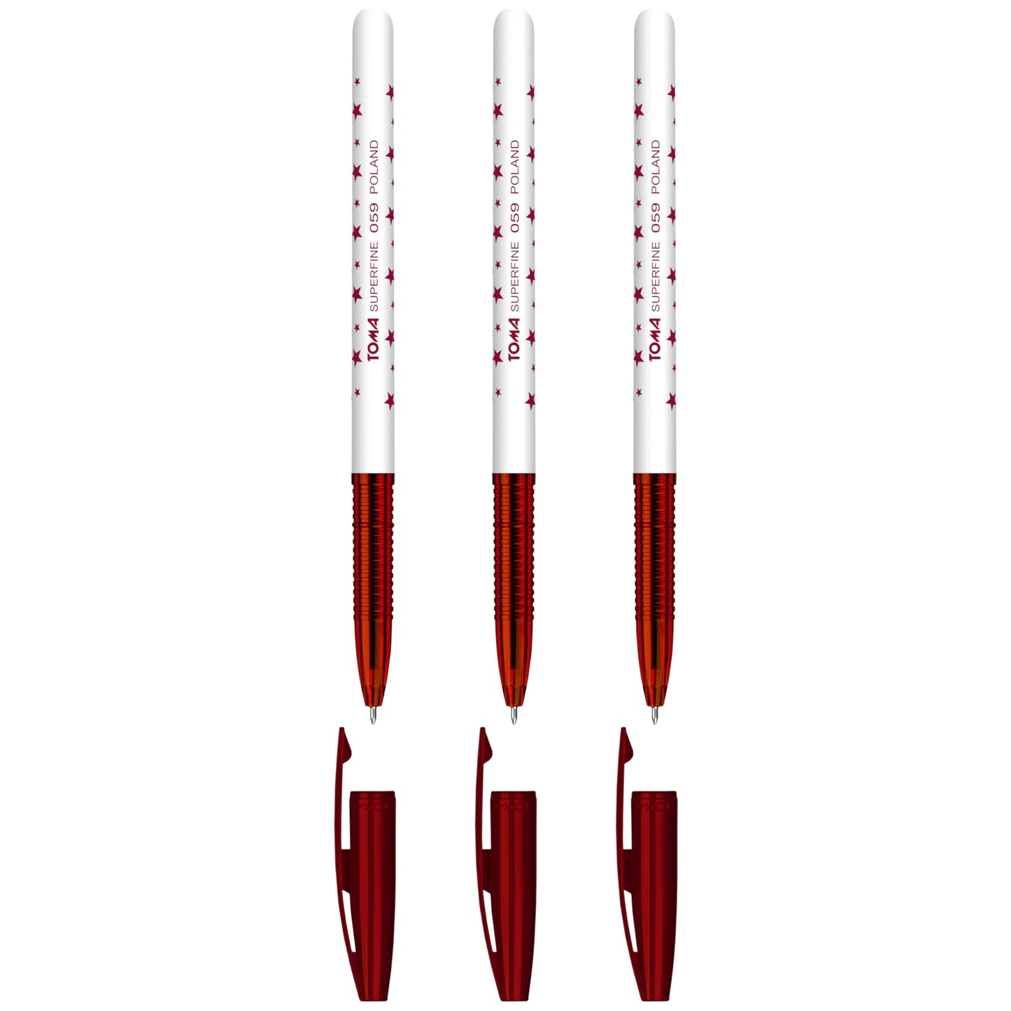Ballpoint Pens, Smudge Free Ballpoint Pens, Extra Fine Point 0.5 mm, Ideal for School, Office, Everyday Use (Red, 3 Pens)