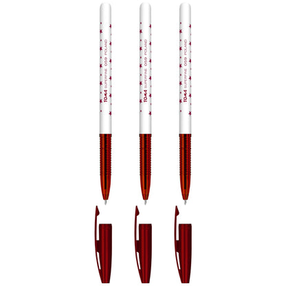 Ballpoint Pens, Smudge Free Ballpoint Pens, Extra Fine Point 0.5 mm, Ideal for School, Office, Everyday Use (Red, 3 Pens)