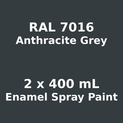 2 x 400 mL Anthracite Grey Spray Paint RAL 7016 - High Gloss Fast-Drying Universal Enamel for Wood, Metal, Plastic, Ceramics, Furniture, Bicycles, Crafts, DIY Projects, Indoor and Outdoor Use