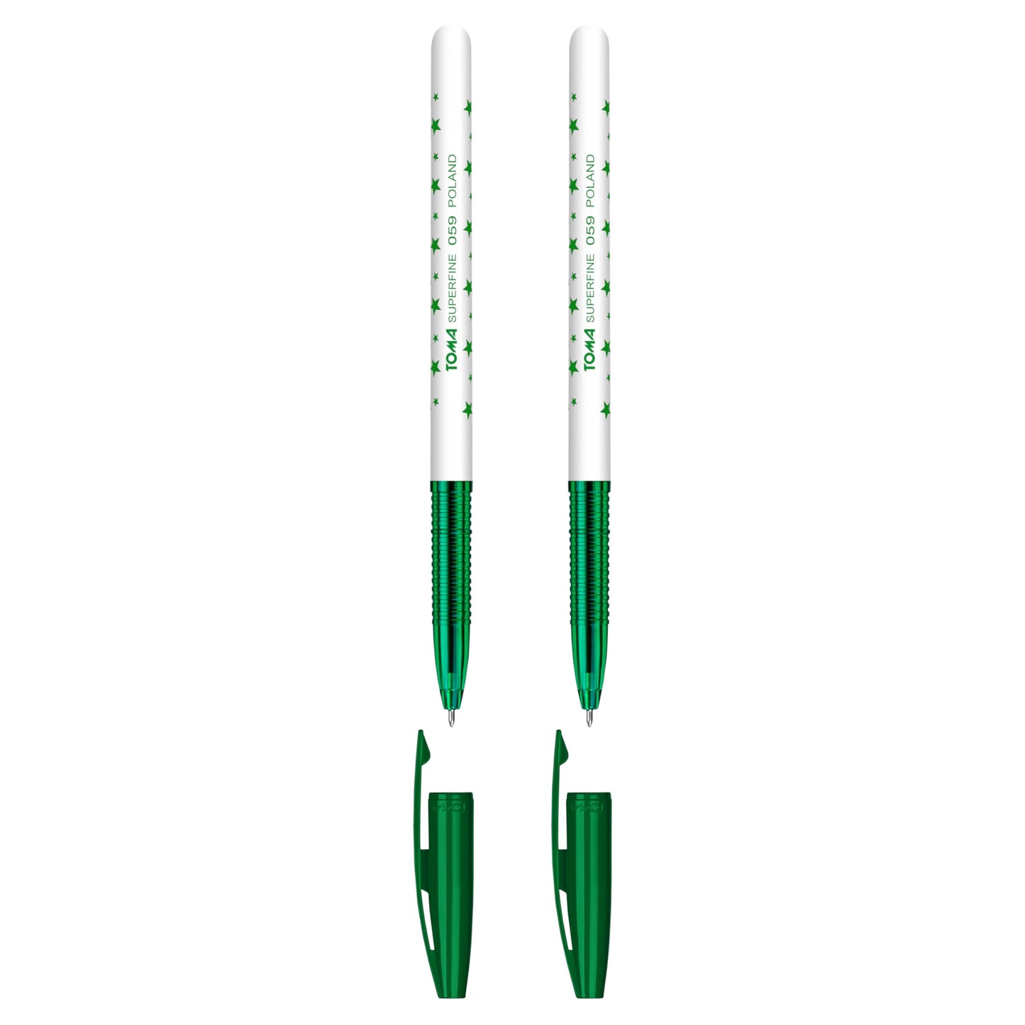 Ballpoint Pens, Smudge Free Ballpoint Pens, Extra Fine Point 0.5 mm, Ideal for School, Office, Everyday Use (Green, 2 Pens)