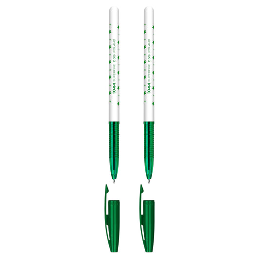 Ballpoint Pens, Smudge Free Ballpoint Pens, Extra Fine Point 0.5 mm, Ideal for School, Office, Everyday Use (Green, 2 Pens)