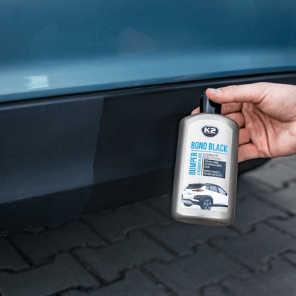 K2 Bono Black Trim Restorer - Black Plastic and Rubber Dressing for Car Bumpers, Tyres, Seals