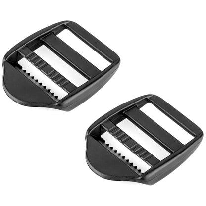 2 x Ladderlock Rucksack Sliders Buckles for 40 mm / 1.57" Webbing Strap, Black, Plastic