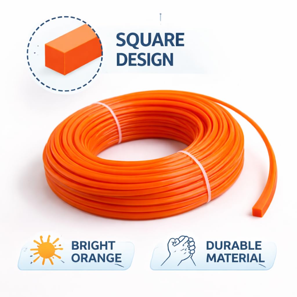 15 metres of Strong SQUARE Strimmer Brush Cutter Line (2.7 mm)