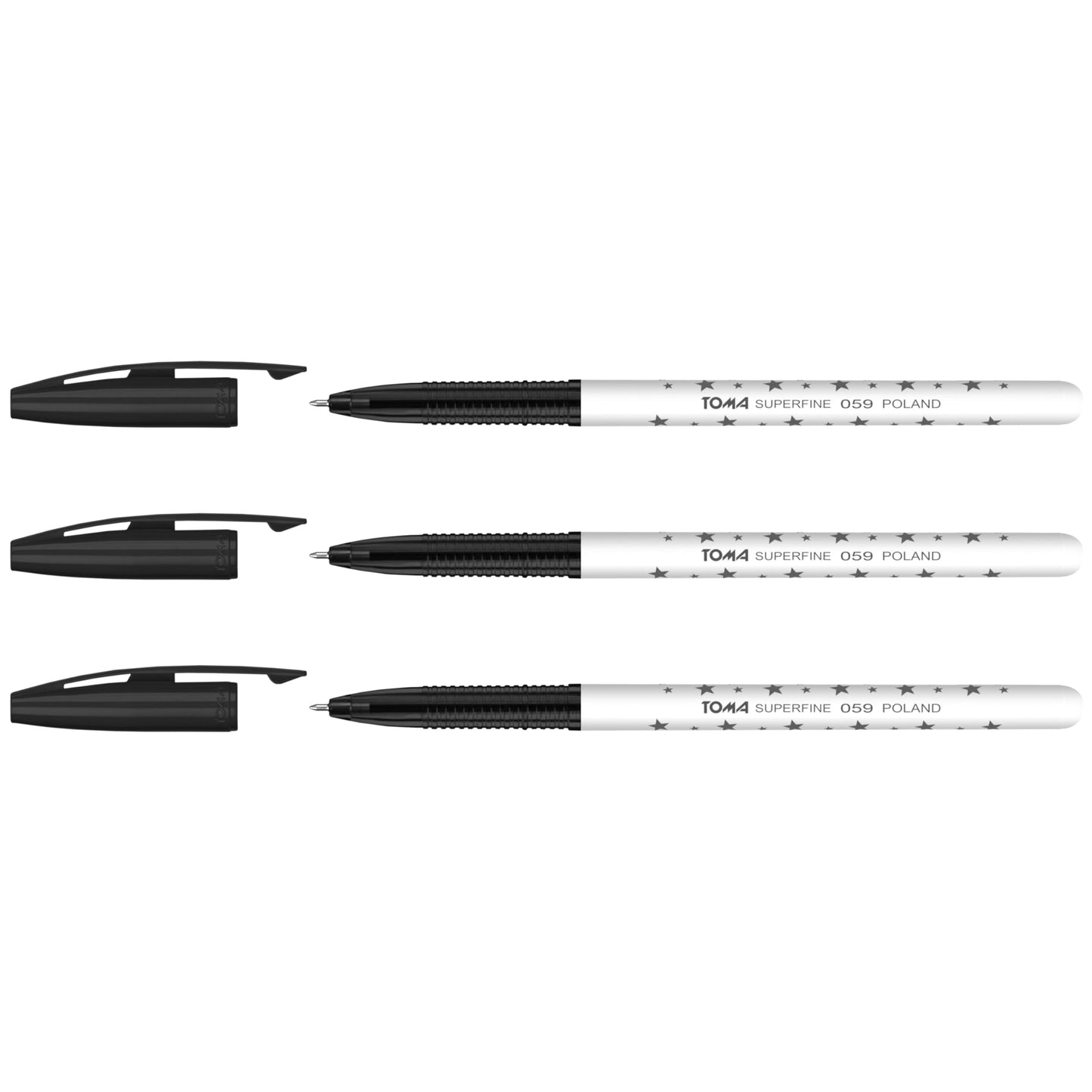Ballpoint Pens, Smudge Free Ballpoint Pens, Extra Fine Point 0.5 mm, Ideal for School, Office, Everyday Use (Black, 3 Pens)