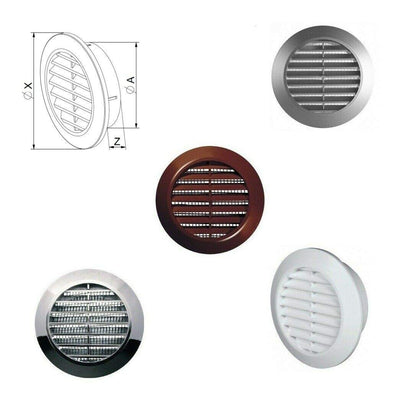 White Mini Round Air Vent Grille 60mm with Flange and Fly Screen Ventilation Cover