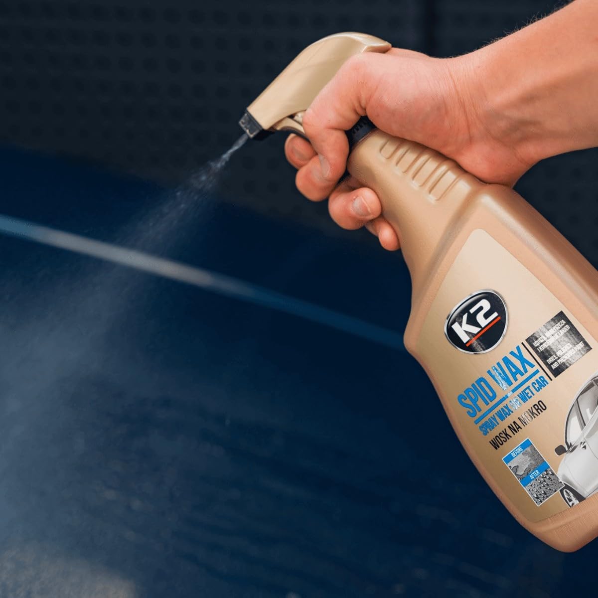 K2 Spid Wax 750ml Synthetic Spray Wax - Wet Drying Wax and Quick Detailer for Car Paint