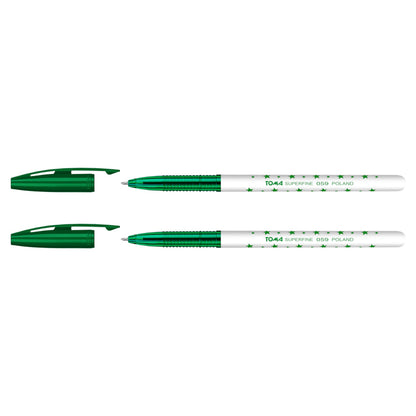 Ballpoint Pens, Smudge Free Ballpoint Pens, Extra Fine Point 0.5 mm, Ideal for School, Office, Everyday Use (Green, 2 Pens)