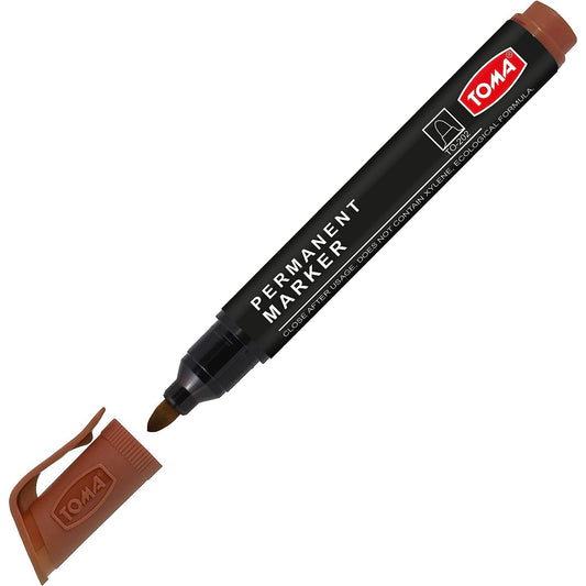 Brown Permanent Marker Pen - Waterproof 2.0 mm Fibre Tip - Durable Writing Marker for Cardboard, Plastic, Metal, Glass, Wood