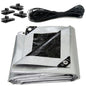 1.5 x 2 m Tarpaulin Cover Heavy-Duty 260GSM Extra Thick, Waterproof, Frost-Resistant + 4 Tarp Clips + 10m / 30ft Bungee Cord