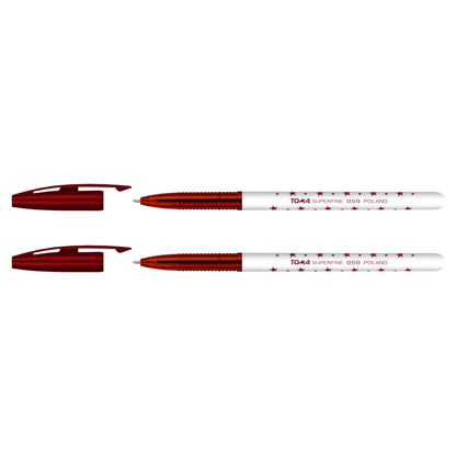 Ballpoint Pens, Smudge Free Ballpoint Pens, Extra Fine Point 0.5 mm, Ideal for School, Office, Everyday Use (Red, 2 Pens)