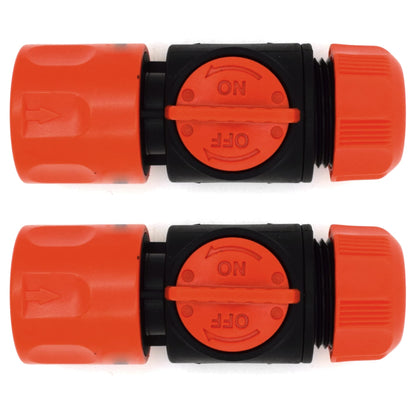 Female In-Line Hose Connector with Built-in Valve for Join Garden Hose Pipe Tube Male and Female Connector Extender (Pack of 2)