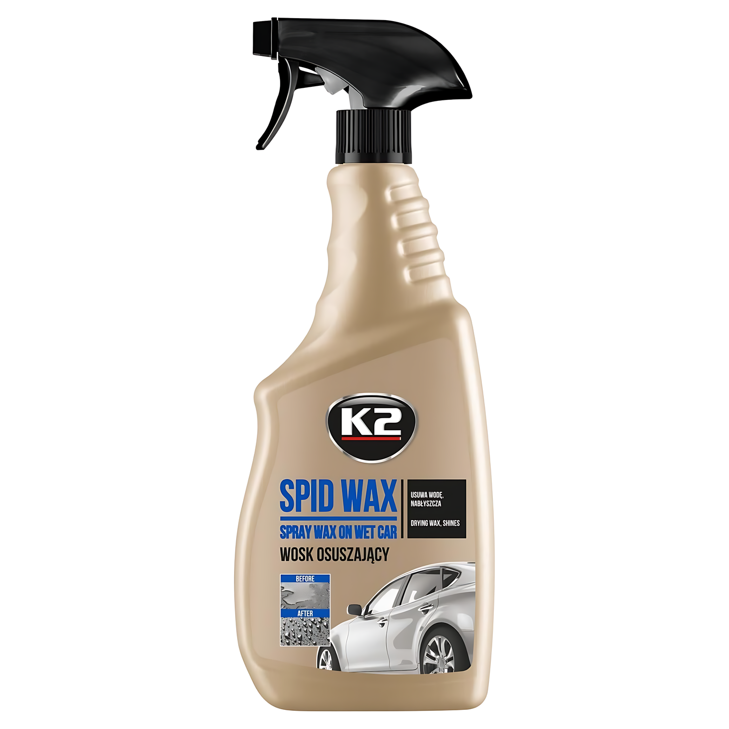 K2 Spid Wax 750ml Synthetic Spray Wax - Wet Drying Wax and Quick Detailer for Car Paint
