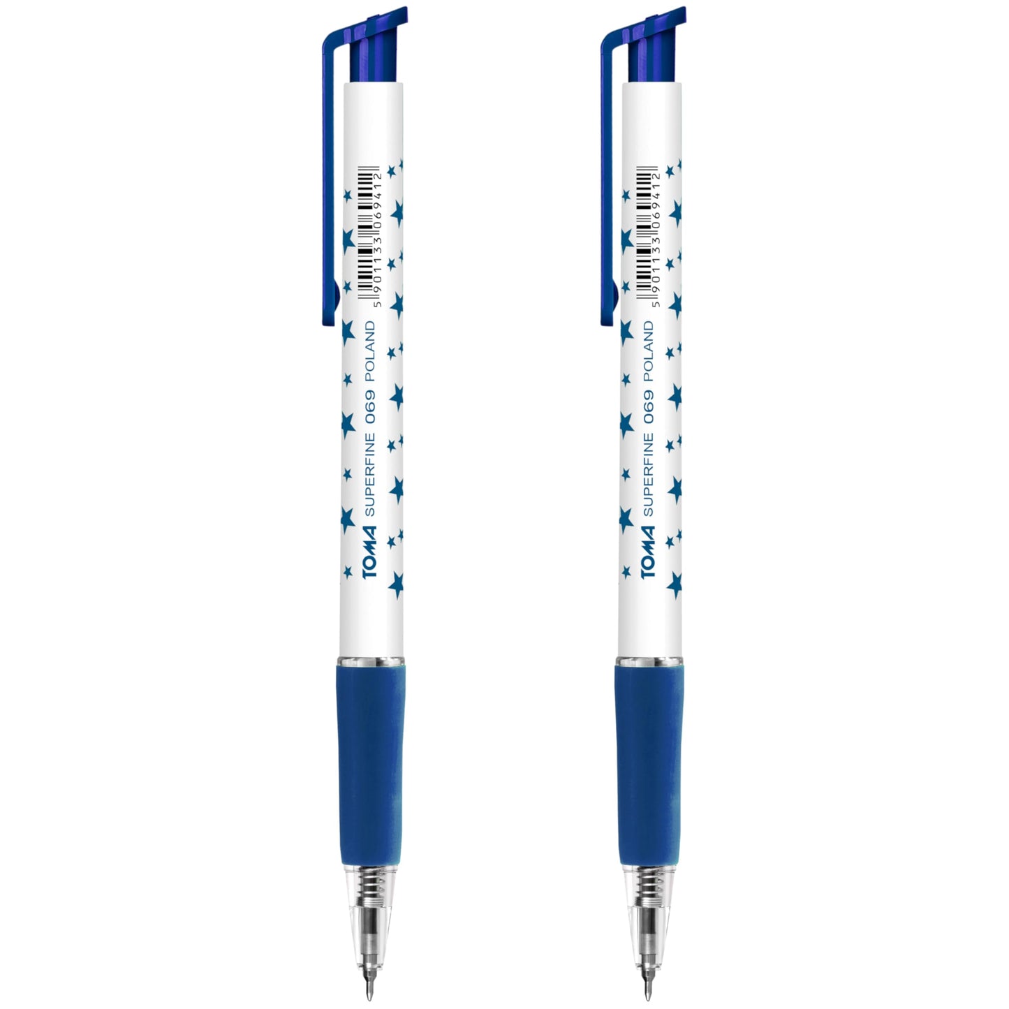 Ballpoint Pens, Retractable Smudge Free Pens, Extra Fine Point 0.5 mm, Ideal for School, Office, Everyday Use (Blue, 2 Pens)