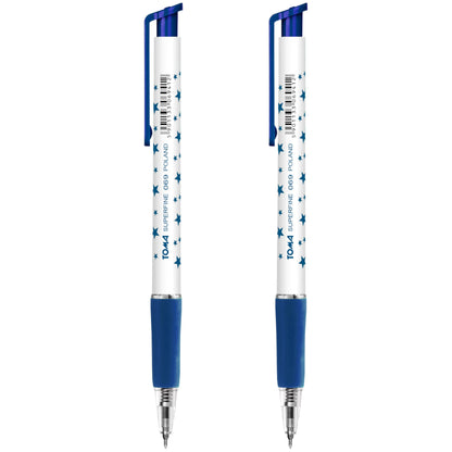 Ballpoint Pens, Retractable Smudge Free Pens, Extra Fine Point 0.5 mm, Ideal for School, Office, Everyday Use (Blue, 2 Pens)