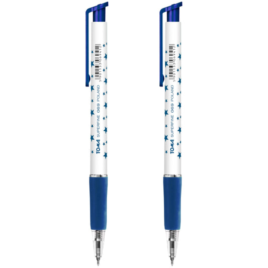 Ballpoint Pens, Retractable Smudge Free Pens, Extra Fine Point 0.5 mm, Ideal for School, Office, Everyday Use (Blue, 2 Pens)