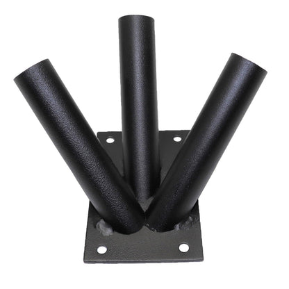 Triple Flag Pole Holder - Wall Mounted Flag Pole Bracket, Powder Coated (Black), Rust and Weather Resistant, Heavy Duty