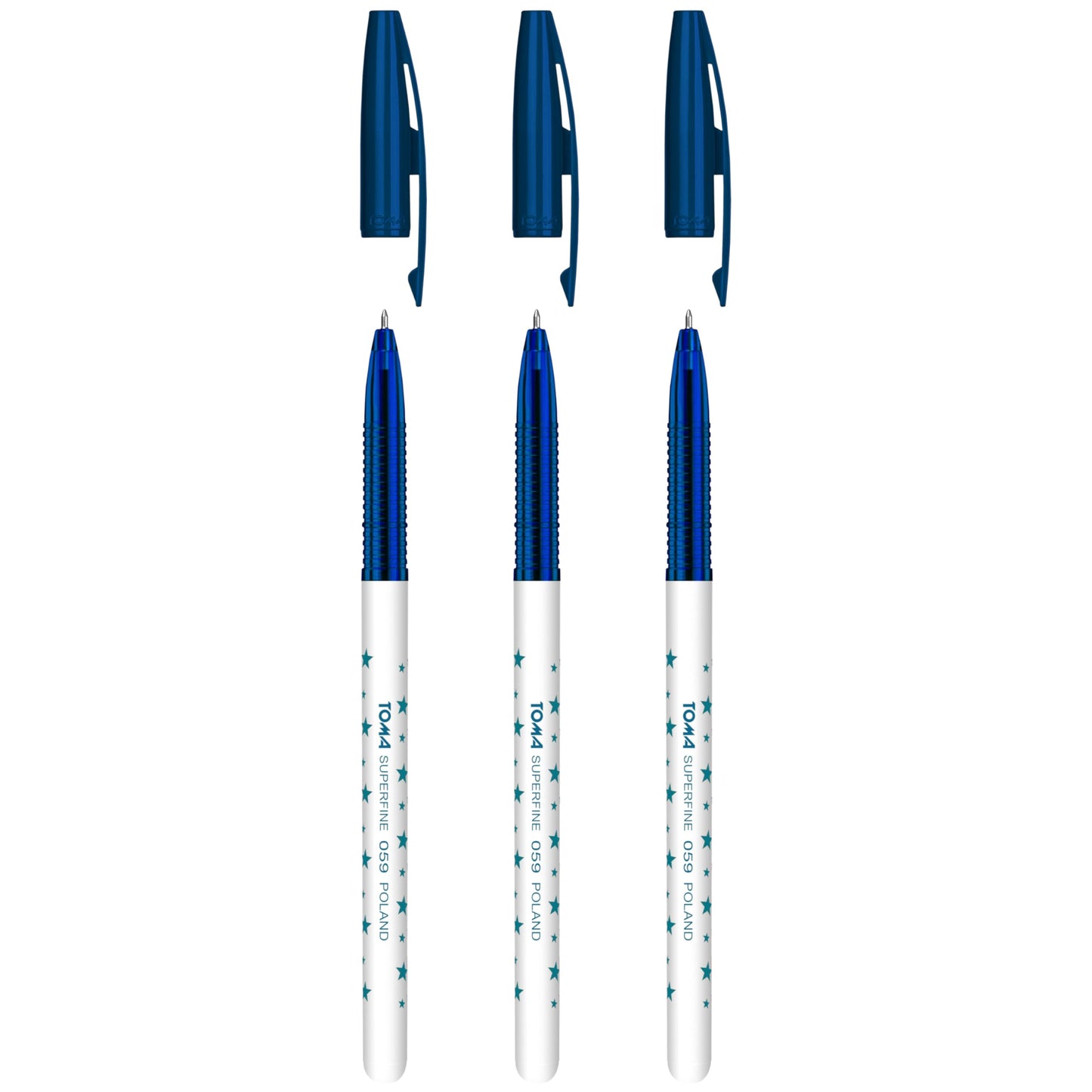 Ballpoint Pens, Smudge Free Ballpoint Pens, Extra Fine Point 0.5 mm, Ideal for School, Office, Everyday Use (Blue, 3 Pens)