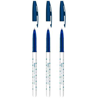 Ballpoint Pens, Smudge Free Ballpoint Pens, Extra Fine Point 0.5 mm, Ideal for School, Office, Everyday Use (Blue, 3 Pens)