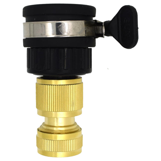 Universal Tap to Hose Connector Set & Brass Garden Hose Pipe Connector - Hozelock Compatible, For 1/2" - 5/8" Pipe (22-24mm Taps)