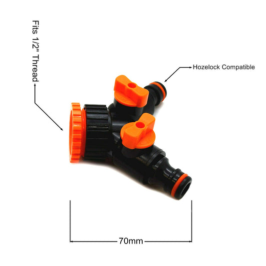 2 Way Garden Hose Splitter 2 Way Hose Connector Water Flow Regulator and Shut Off