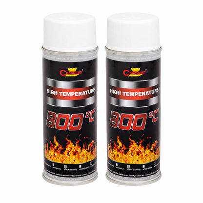 2 x 400 mL White RAL 9003 Heat-Resistant Enamel Paint Silicone-Based Up to 800 C - High Temperature Metal Coating