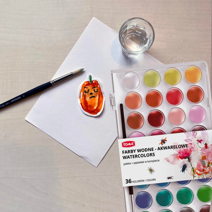 Watercolour Paint Set, 36 Vivid Colours in Case, Paintbrush Included, Ideal Watercolour Set for Artists, Amateur Hobbyists
