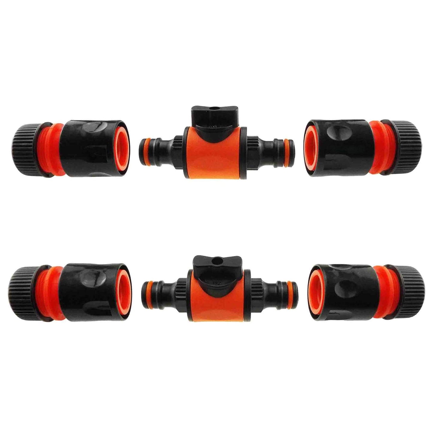 In-Line Shut-Off Valve for Join Garden Hose Pipe Tube, Double Male Connector Valve Extender & Hose Connectors (Red, Pack of 2)