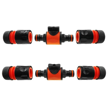 In-Line Shut-Off Valve for Join Garden Hose Pipe Tube, Double Male Connector Valve Extender & Hose Connectors (Red, Pack of 2)