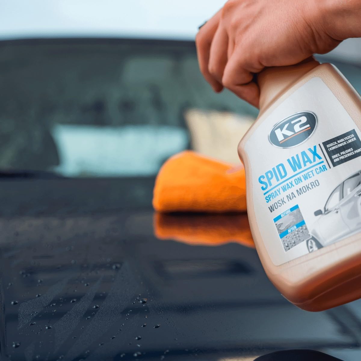 K2 Spid Wax 750ml Synthetic Spray Wax - Wet Drying Wax and Quick Detailer for Car Paint