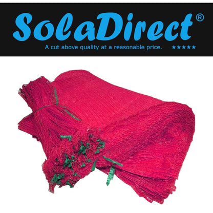 100 x Net Sacks 35 x 50 cm / 13.5 x 19.5" Max Load 10 Kg Non-Stretch with Drawstring, Raschel Bags, Mesh Sacks (Maroon)