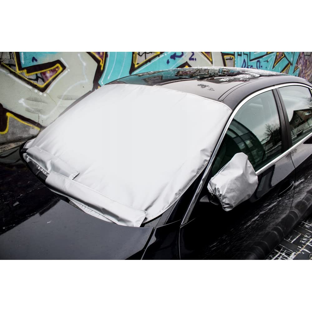 Set of Anti Snow Anti Frost Protection Covers for Car Wing Mirrors and Wiper Blades (Grey)