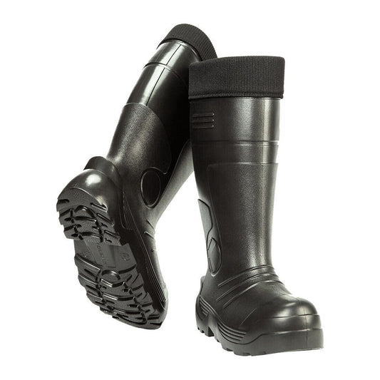 Black Men's Wellington Boots Fleece Lined Insulated Waterproof Wellies EVA (Size 10.5 UK / 45 EU)