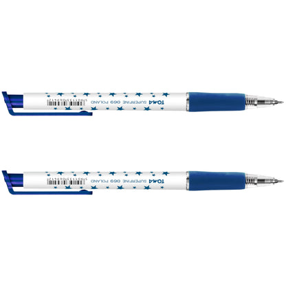 Ballpoint Pens, Retractable Smudge Free Pens, Extra Fine Point 0.5 mm, Ideal for School, Office, Everyday Use (Blue, 2 Pens)
