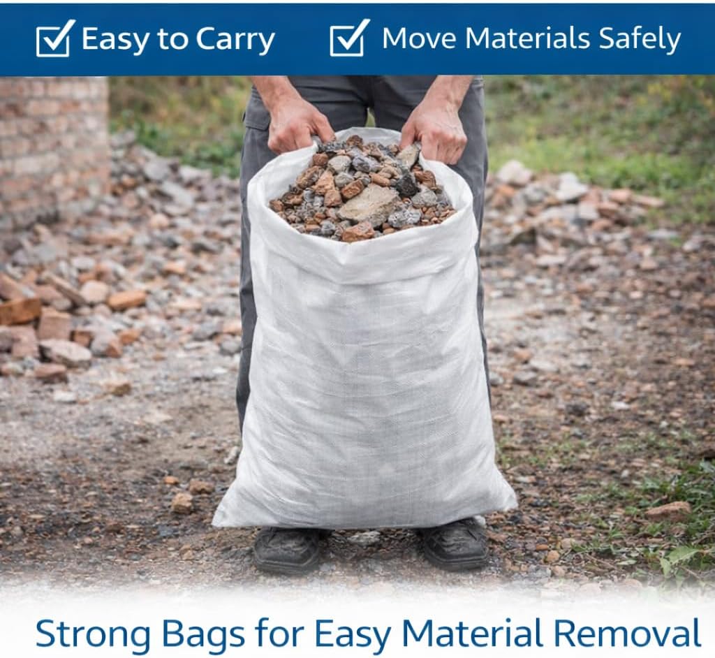 50 x Bags Sacks Woven Large Extra Heavy Duty Rubble Sand Bags Sacks Polypropylene (40 x 60 cm)