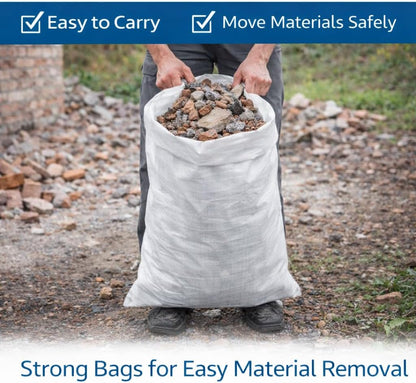 20 x Bags Sacks Woven Large Extra Heavy Duty Rubble Sand Bags Sacks Polypropylene (65 x 105 cm)