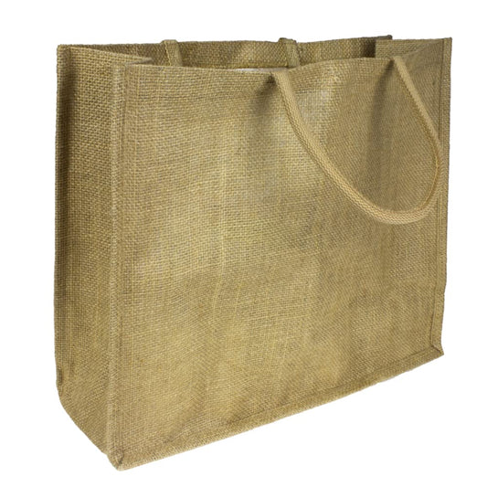 Pack of 3 Jumbo Large Natural Hessian Jute Bags 36 x 42 x 15 cm (Laminated Interior)