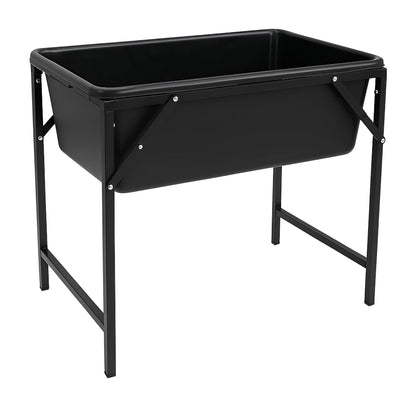 Dog Bath Tub 90L with Metal Stand and Drain Plug - Large Plastic Pet Bath Container with Foldable Raised Frame and Valve