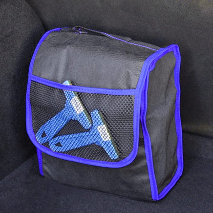 Car Boot Organiser Bag Anti Slip Foldable for Boot Storage Case Tool Bag Boot Tidy Bag, Suitable for All Vehicles, Black & Blue (S)