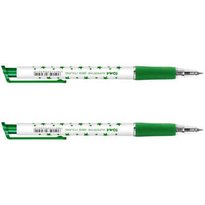 Ballpoint Pens, Retractable Smudge Free Pens, Extra Fine Point 0.5 mm, Ideal for School, Office, Everyday Use (Green, 2 Pens)