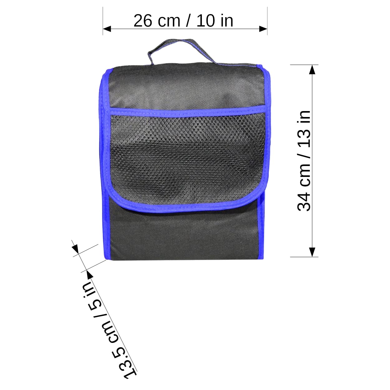 Car Boot Organiser Bag Anti Slip Foldable for Boot Storage Case Tool Bag Boot Tidy Bag, Suitable for All Vehicles, Black & Blue (S)