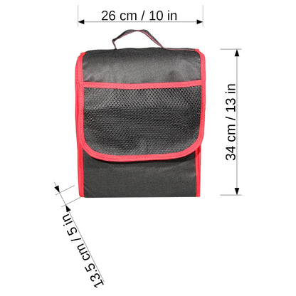 Car Boot Organiser Bag Anti Slip Foldable for Boot Storage Case Tool Bag Boot Tidy Bag, Suitable for All Vehicles, Black & Red (S)
