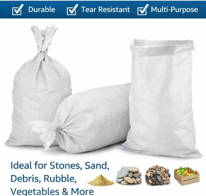 100 x Bags Sacks Woven Large Extra Heavy Duty Rubble Sand Bags Sacks Polypropylene (50 x 85 cm)