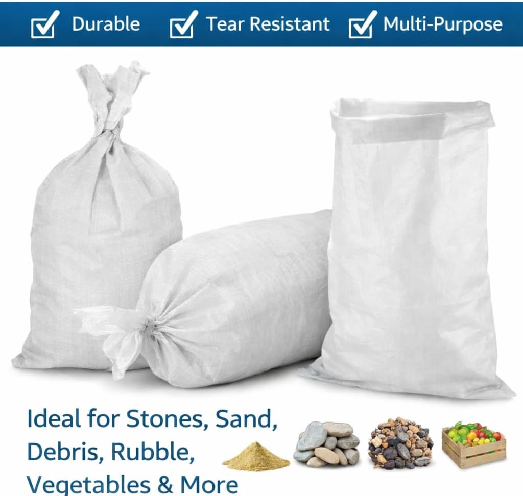 50 x Bags Sacks Woven Large Extra Heavy Duty Rubble Sand Bags Sacks Polypropylene (65 x 110 cm)