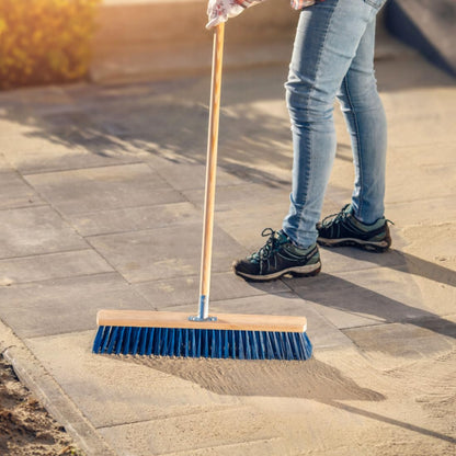 Heavy Duty Garden Broom Head, Outdoor 24" Synthetic Hard Bristle Sweeping Brush for Cleaning Gardens, Yards, Patios (Yellow)